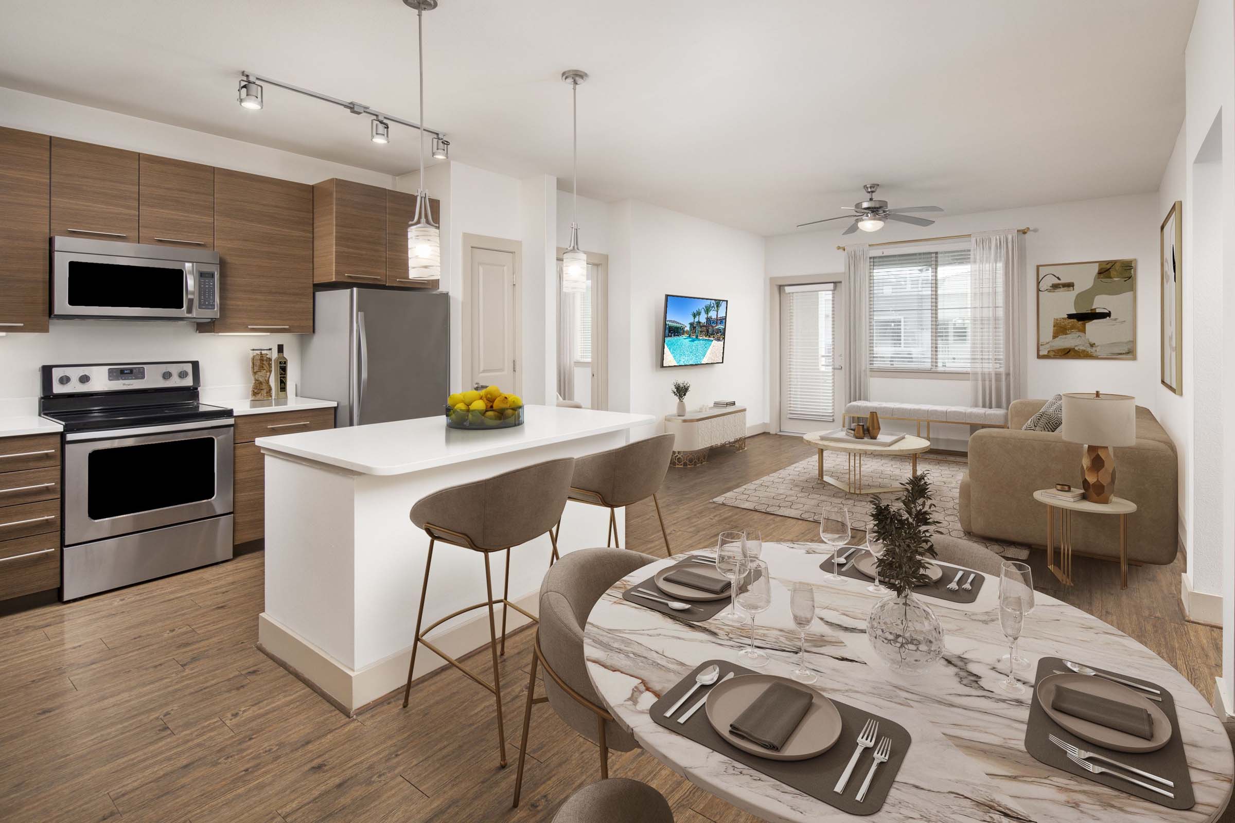 camden chandler apartments chandler az open concept kitchen dining