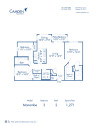Blueprint of Manambe Floor Plan, 3 Bedrooms and 2 Bathrooms at Camden Royal Palms Apartments in Brandon, FL
