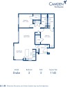 Blueprint of Drake Floor Plan, 2 Bedrooms and 2 Bathrooms at Camden Northpointe Apartments in Tomball, TX