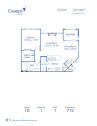 Blueprint of 1D Floor Plan, 1 Bedroom and 1 Bathroom at Camden Lakeway Apartments in Lakewood, CO