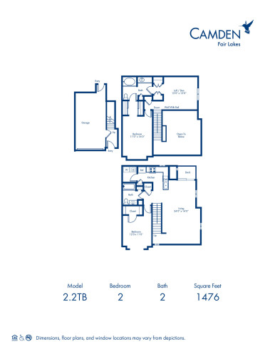 2.2TB floor plan at Camden Fair Lakes Apartments, 2 bed, 2 bath, plus den