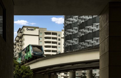 Conveniently located near people metro mover transportation at Camden Brickell Apartments in Miami, FL.