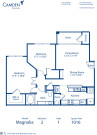   Blueprint of Magnolia Floor Plan, 2 Bedrooms and 1 Bathroom at Camden Dunwoody Apartments in Dunwoody, GA