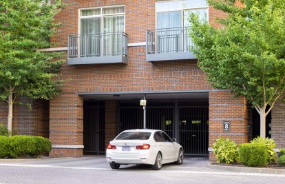 Gated parking garage entry at Camden Franklin Park apartments in Franklin, TN