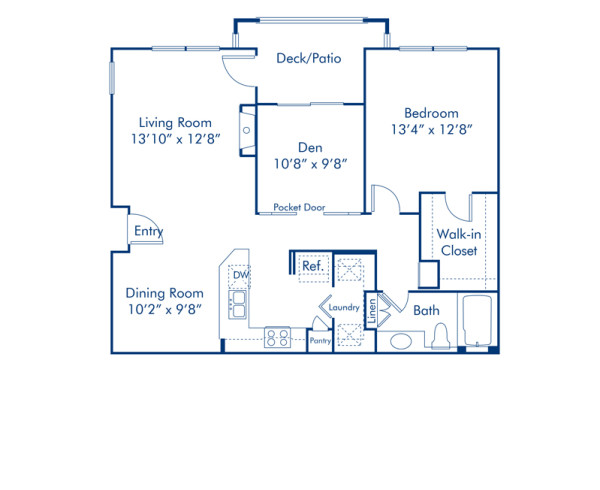 Blueprint of 5D Floor Plan, 1 Bedroom and 1 Bathroom at Camden Lakeway Apartments in Lakewood, CO