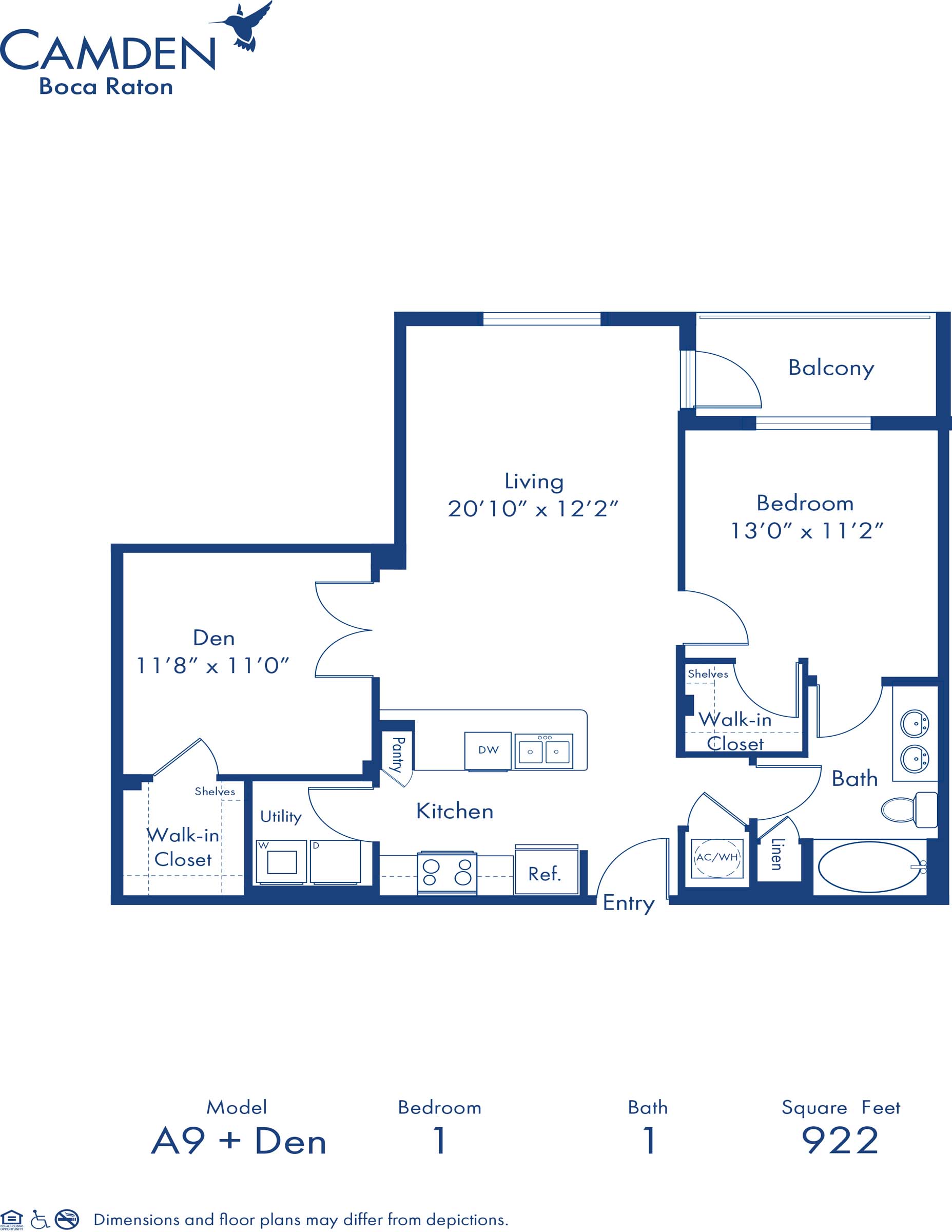 A9 + Den floor plan