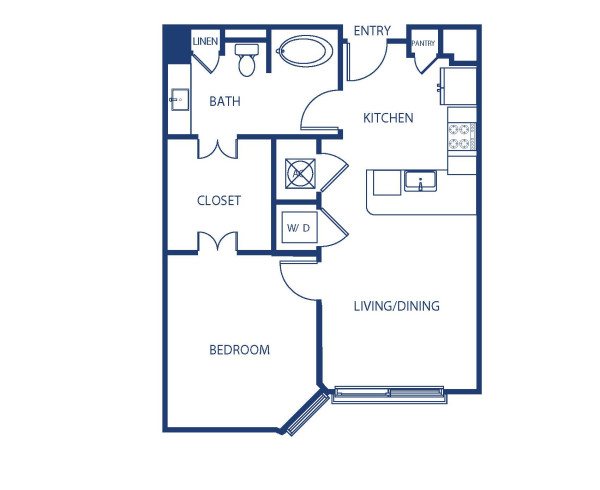 Blueprint of A12 Floor Plan, 1 Bedroom and 1 Bathroom at Camden Music Row Apartments in Nashville, TN