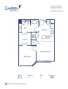 Blueprint of A12 Floor Plan, 1 Bedroom and 1 Bathroom at Camden Music Row Apartments in Nashville, TN
