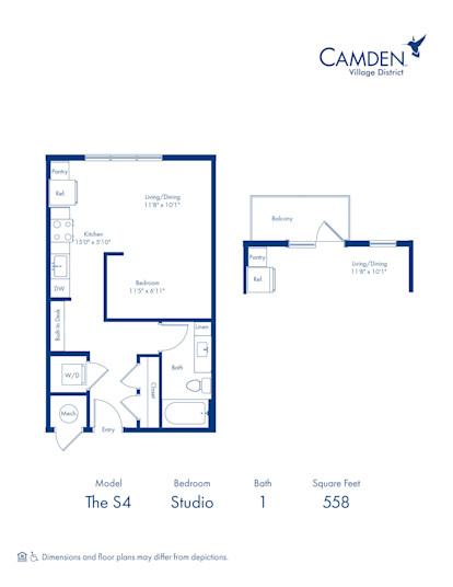 S4 floorplan - Studio with one bathroom