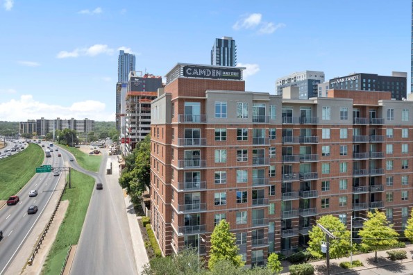 Exterior view of Camden Rainey Street just off highway I-35