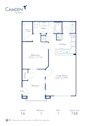 Blueprint of the 1A Floor Plan, Apartment Home with 1 Bedroom and 1 Bathroom at Camden Montierra in Scottsdale, AZ