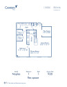 Blueprint of Naples Floor Plan, 1 Bedroom and 1 Bathroom at Camden Plaza Apartments in Houston, TX