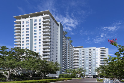 East building view at Camden Pier District apartments in St. Petersburg, Florida.