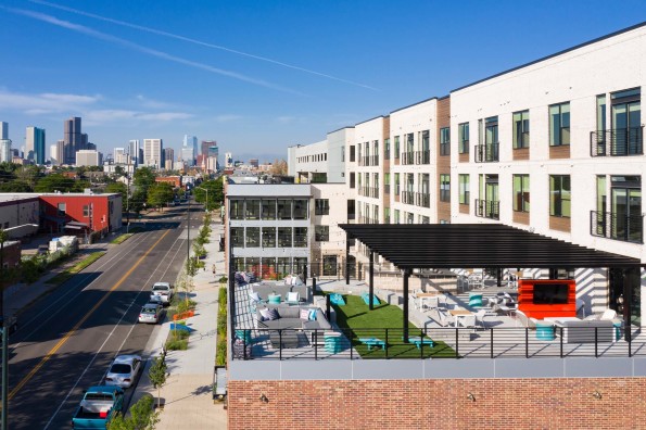 Views of the Rooftop Lounge and Downtown Denver