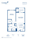 Blueprint of Bross Floor Plan, 1 Bedroom and 1 Bathroom at Camden Flatirons Apartments in Broomfield, CO