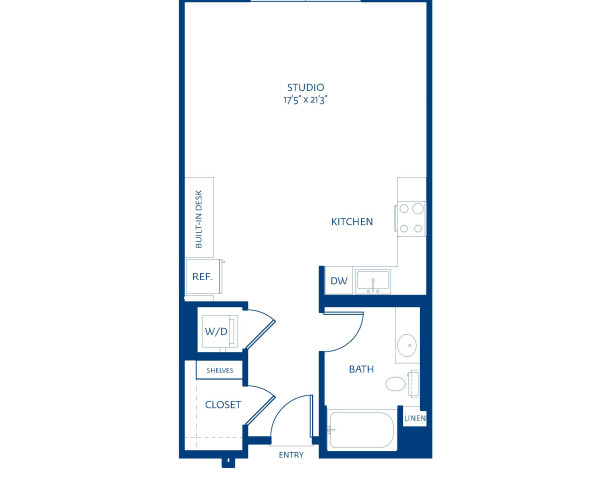 Blueprint of S2 Floor Plan, Studio with 1 Bathroom Apartment Home at The Camden in Hollywood, CA