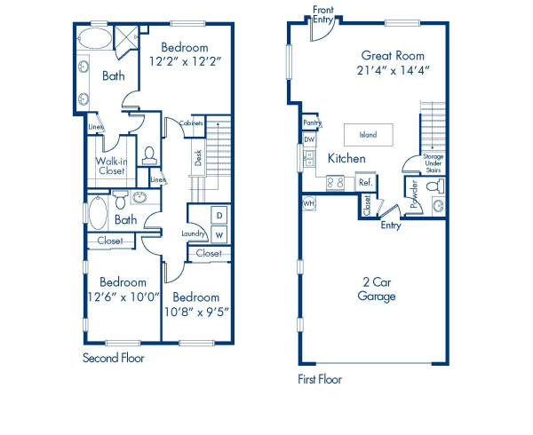 Blueprint of C1B Floor Plan, 3 Bedrooms and 2.5 Bathrooms at Camden Chandler Apartments in Chandler, AZ