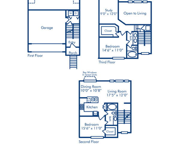 Blueprint of Diamond Floor Plan, 2 Bedrooms and 2 Bathrooms at Camden Lago Vista Apartments in Orlando, FL