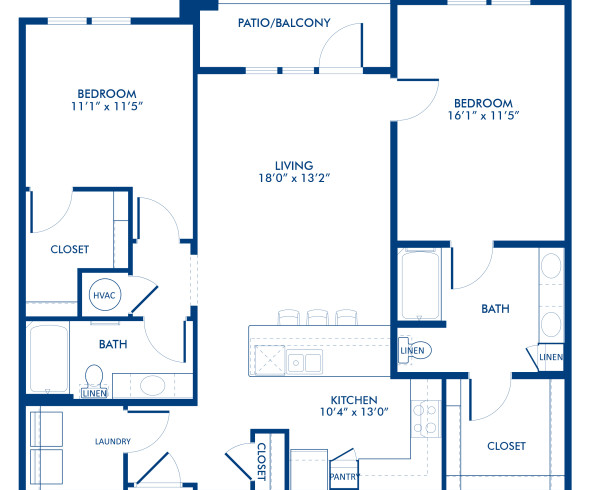 Blueprint of C4-2 Floor Plan, 2 Bedrooms and 2 Bathrooms at Camden Southline Apartments in Charlotte, NC