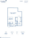 Blueprint of 0A3 Floor Plan, Studio with 1 Bathroom at Camden Monument Place Apartments in Fairfax, VA