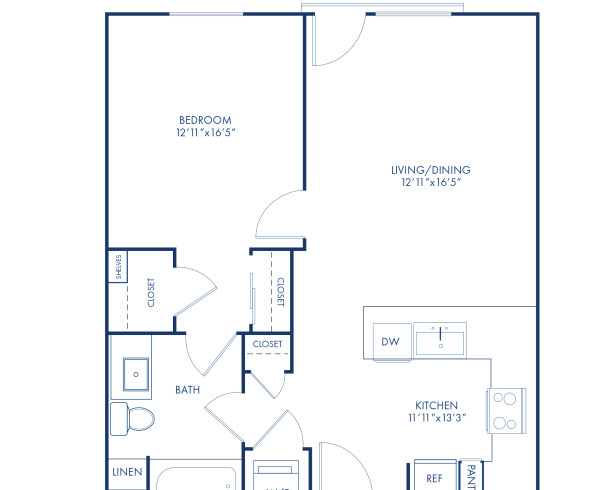 Blueprint of A1.3 Floor Plan, 1 Bedroom and 1 Bathroom at Camden Glendale Apartments in Glendale, CA
