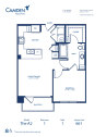 Blueprint of A2 Floor Plan, 1 Bedroom and 1 Bathroom at Camden Victory Park Apartments in Dallas, TX