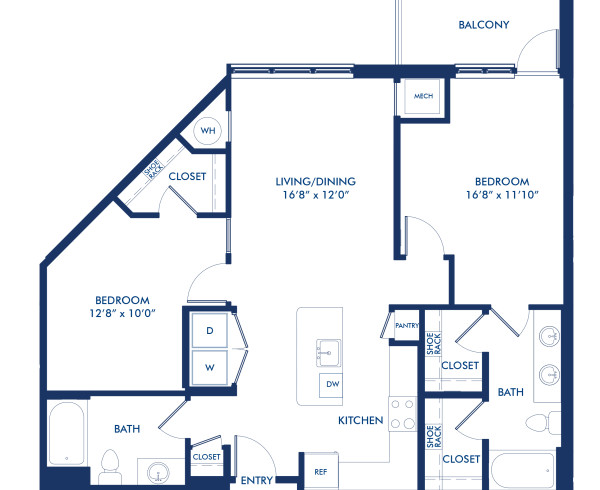 Blueprint of B4.2 Floor Plan, 2 Bedrooms and 2 Bathrooms at Camden NoMa II Apartments in Washington, DC