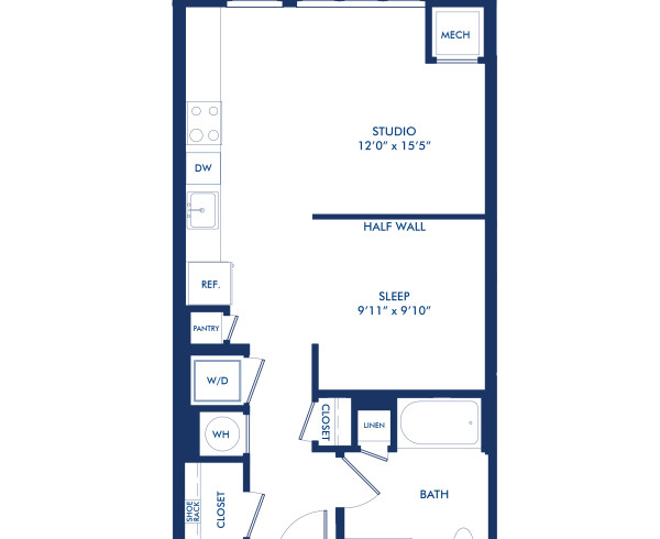 Blueprint of S12.2-A Floor Plan, Studio with 1 Bathroom at Camden NoMa II Apartments in Washington, DC