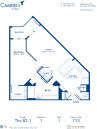 Blueprint of B2-1 Floor Plan, 1 Bedroom and 1 Bathroom at Camden Southline Apartments in Charlotte, NC