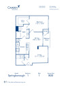 Blueprint of Spring Borough Floor Plan, 1 Bedroom and 1 Bathroom at Camden Spring Creek Apartments in Spring, TX