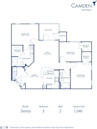 Blueprint of Siesta Floor Plan, 3 Bedrooms and 2 Bathrooms at Camden Montague Apartments in Tampa, FL