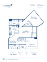 Blueprint of Da Vinci Floor Plan, 2 Bedrooms and 2 Bathrooms at Camden Las Olas Apartments in Fort Lauderdale, FL