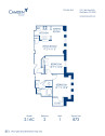 Blueprint of 2.1AC Floor Plan, 2 Bedrooms and 1 Bathroom at Camden Roosevelt Apartments in Washington, DC