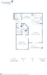 Blueprint of Citrine Floor Plan, 1 Bedroom and 1 Bathroom at Camden Lee Vista Apartments in Orlando, FL