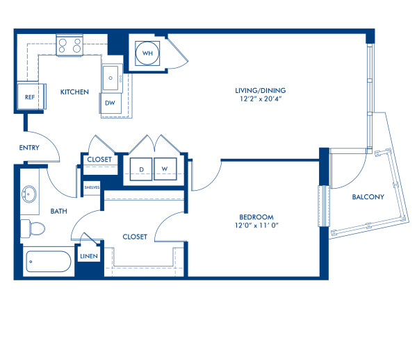 Blueprint of A07A Floor Plan, 1 Bedroom and 1 Bathroom at Camden South Capitol Apartments in Washington, DC