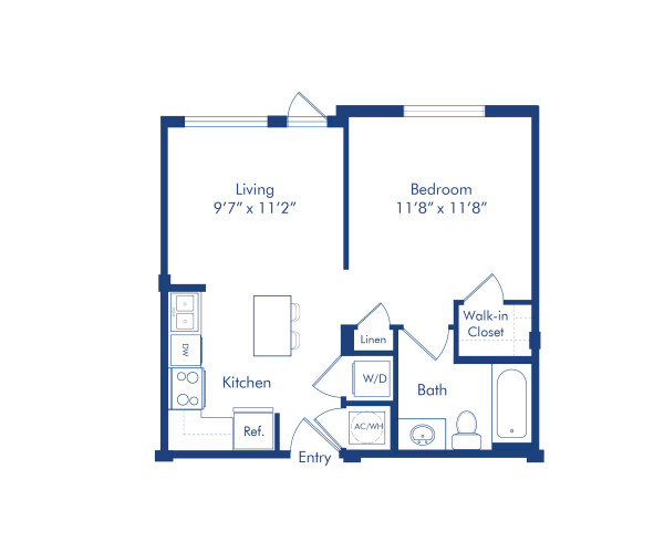 Blueprint of The ST-1a Floor Plan, 1 Bedroom and 1 Bathroom at Camden Boca Raton Apartments in Boca Raton, FL