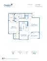 Blueprint of B Floor Plan, 1 Bedroom and 1 Bathroom at Camden Huntingdon Apartments in Austin, TX