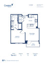 Blueprint of A1 Floor Plan, 1 Bedroom and 1 Bathroom at Camden Victory Park Apartments in Dallas, TX