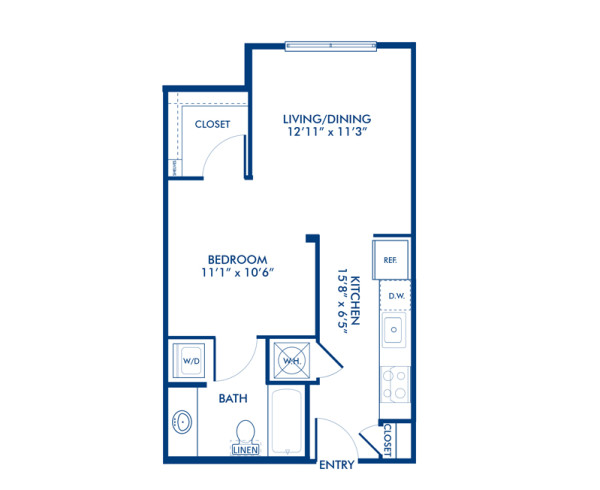 Blueprint of A1 Floor Plan, Studio with 1 Bathroom at Camden Gallery Apartments in Charlotte, NC