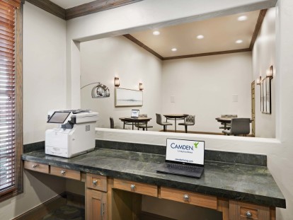 Community workspace with wireless printer at Camden Northpointe Apartments in Tomball, TX