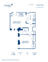 Blueprint of 1.1EE Floor Plan, 1 Bedroom and 1 Bathroom at Camden Roosevelt Apartments in Washington, DC