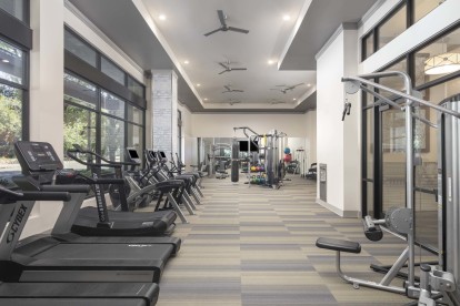 24-hour fitness center with treadmills at Camden Victory Park