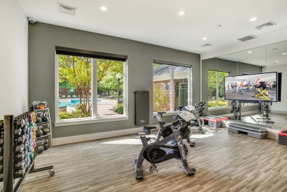 Fitness center with spin bikes