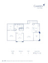 Blueprint of F 2 Floor Plan, 1 Bedroom with Den and 1 Bathroom at Camden Crown Valley Apartments in Mission Viejo, CA