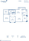 Blueprint of F 2 Floor Plan, 1 Bedroom with Den and 1 Bathroom at Camden Crown Valley Apartments in Mission Viejo, CA