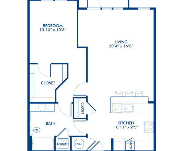 Blueprint of B5-1 Floor Plan, 1 Bedroom and 1 Bathroom at Camden Southline Apartments in Charlotte, NC