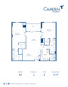 Blueprint of The Buckhead Floor Plan, 2 Bedrooms and 2 Bathrooms at Camden Grandview Apartments in Charlotte, NC