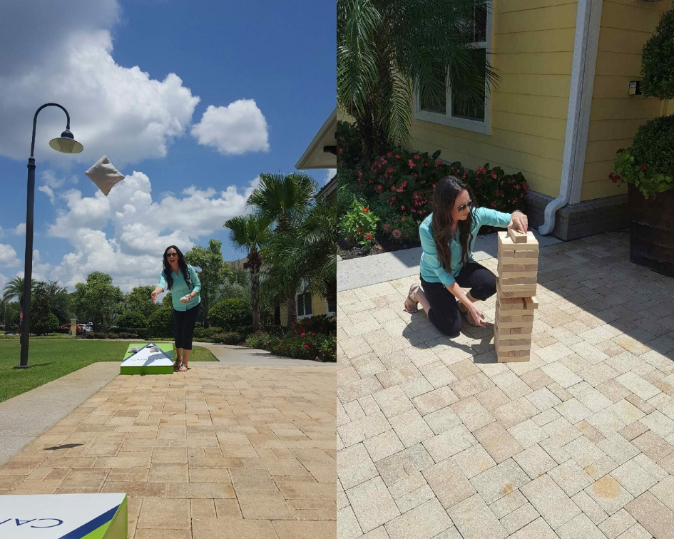 Amy playing outdoor games