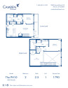 Camden Buckhead apartments in Atlanta, GA, 2 bed, 2.5 bath townhome floor plan PH10