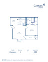 Blueprint of Campion Floor Plan, 1 Bedroom and 1 Bathroom at Camden Cimarron Apartments in Irving, TX